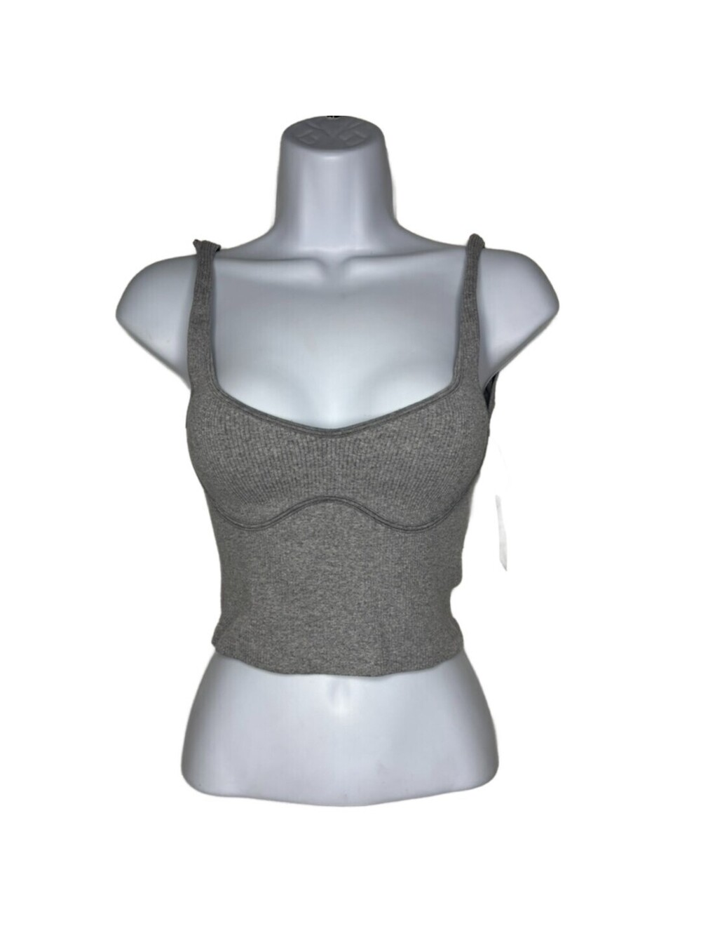 Intimately Free People Ribbed Seamless Cropped Tank Top, Grey (1998)